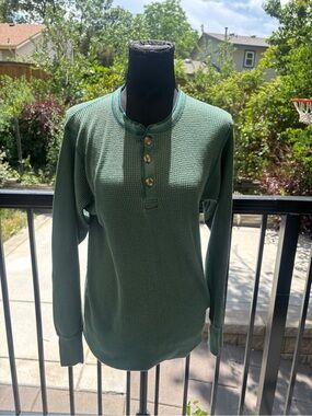 Men's Forest Green Waffle Henley Long-Sleeve Shirt